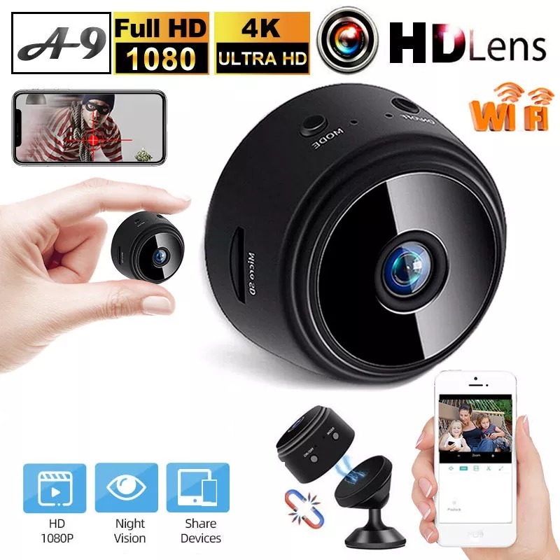 Camera Mini Wifi 3G , Camera Siêu Nhỏ , Camera Mini Wifi A9 Full HD 1080PH Hỗ Trợ Đàm Thoại 2 Chiều