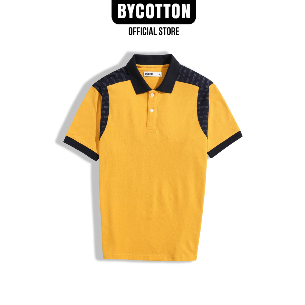 Áo Thun Nam Cao Cấp Polo Phối Vai Vàng Đen BY COTTON