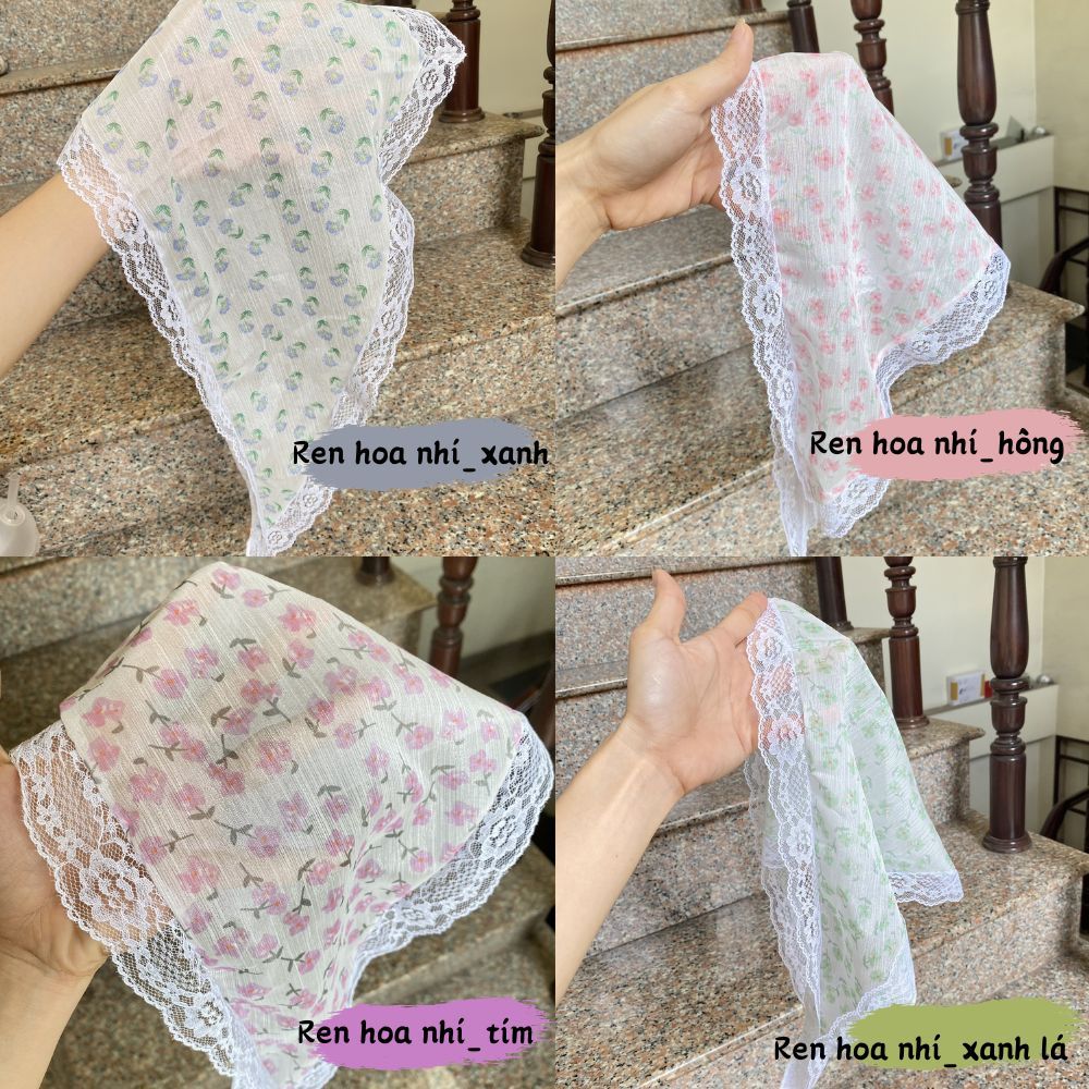 Băng đô vải, khăn đội đầu họa tiết ren, caro, voan hoa