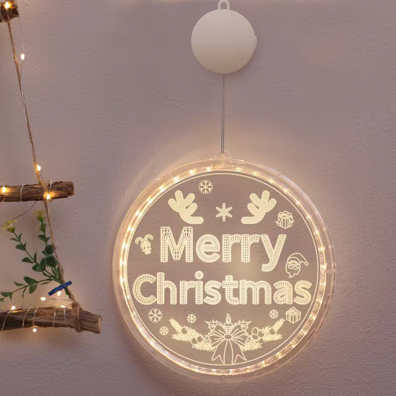 Giáng sinh LED treo đèn Giáng sinh vui vẻ Snowman ông già Noel chuông cây Giáng sinh trang trí cửa sổ