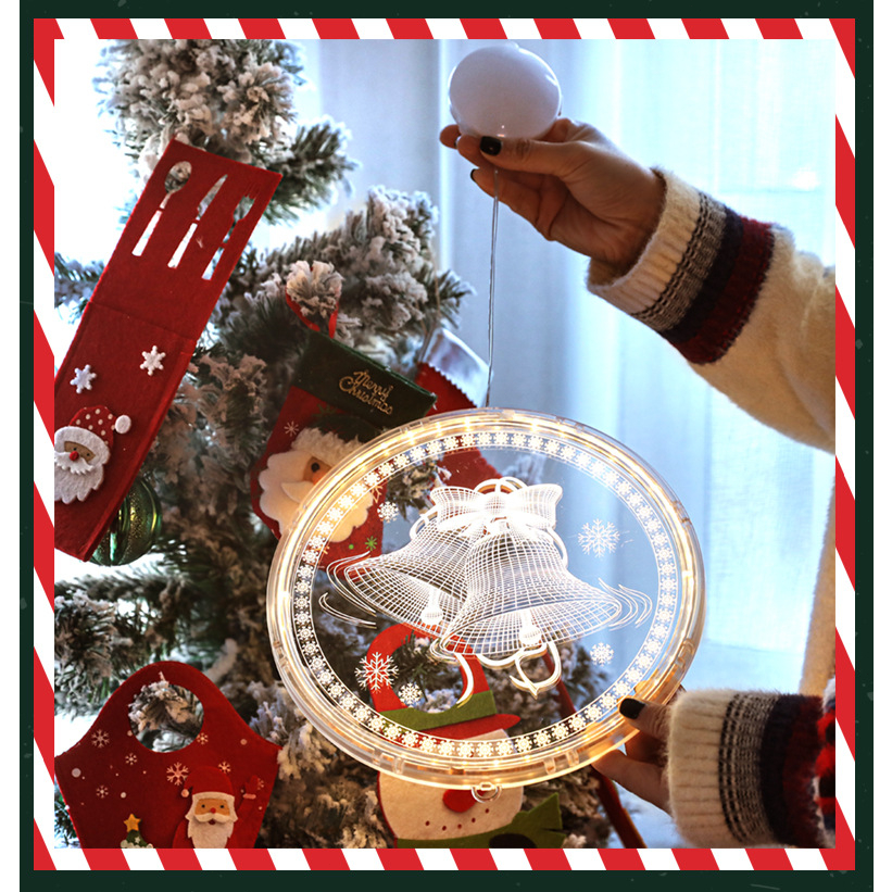 Giáng sinh LED treo đèn Giáng sinh vui vẻ Snowman ông già Noel chuông cây Giáng sinh trang trí cửa sổ