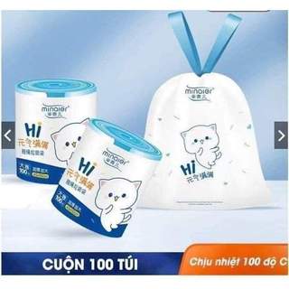 Túi đựng rác cuộn 100 túi siêu dai Minaer đựng rác có dây xách