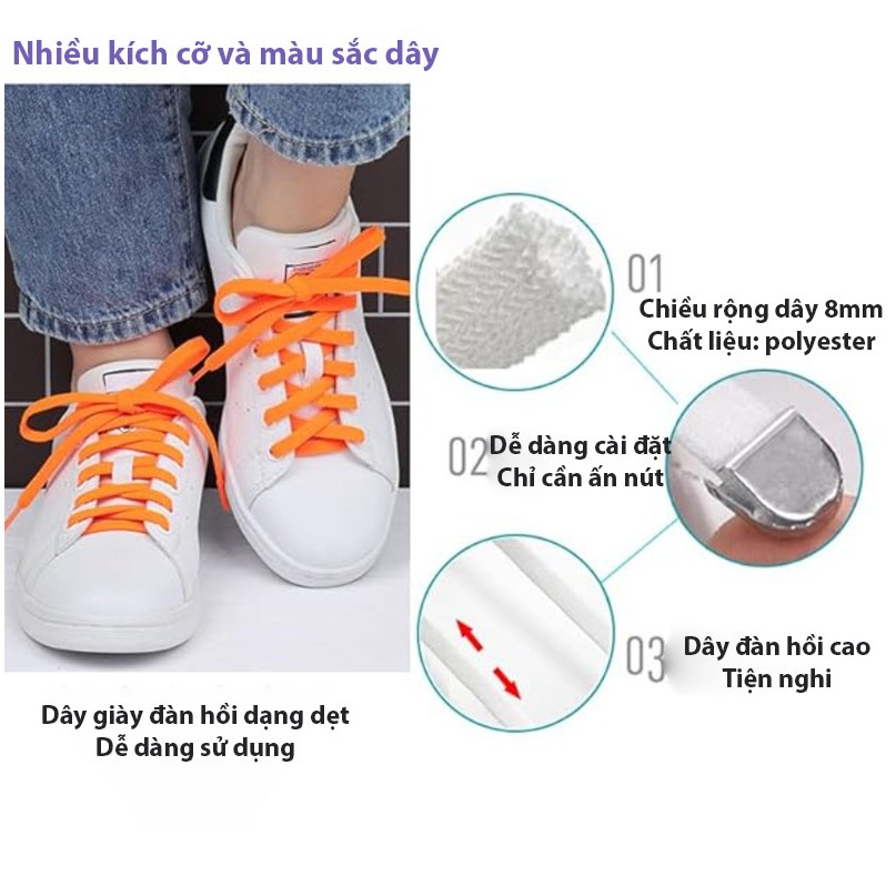 KAYFIA - Một cặp dây giày sneaker 8mm và 4 đầu khoá kim loại phù hợp với mọi lứa tuổi