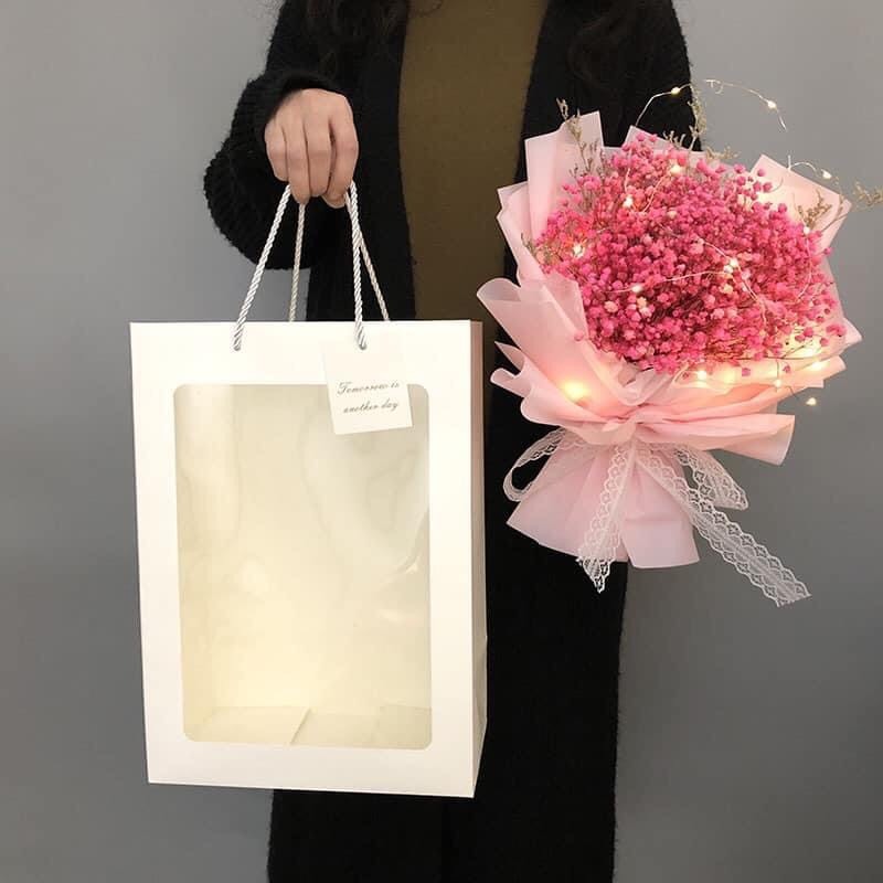 Dây đèn led đom đóm màu vàng ấm có sẵn pin 2m để giỏ hoa, hộp quà siêu xinh