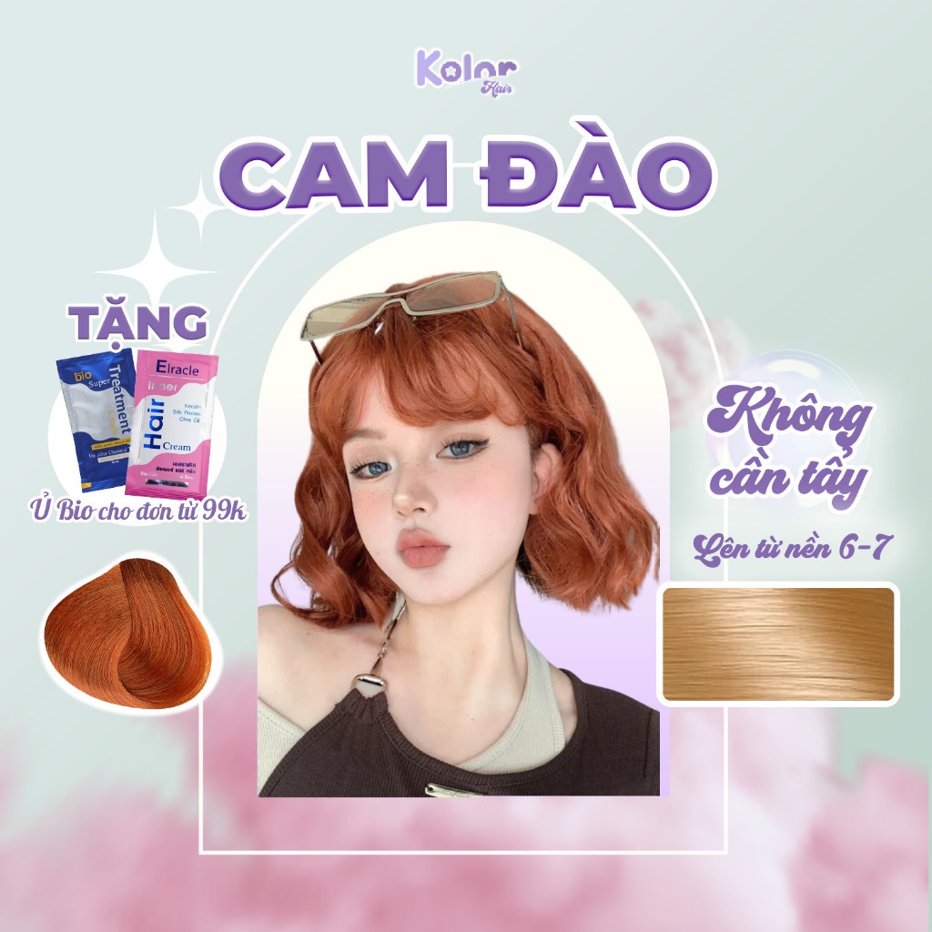 Thuốc nhuộm tóc màu CAM ĐÀO không cần tẩy, nhuộm tóc tại nhà Kolorhair | Fabio, Delofil, Bingo