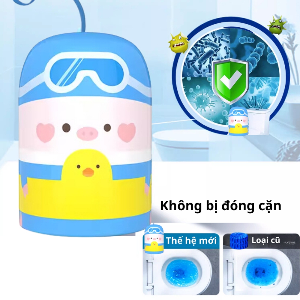 Viên thả bồn cầu diệt khuẩn, khử mùi thế hệ mới dùng trong 90 ngày, Viên tẩy bồn cầu hình thú có dây hương thơm mát