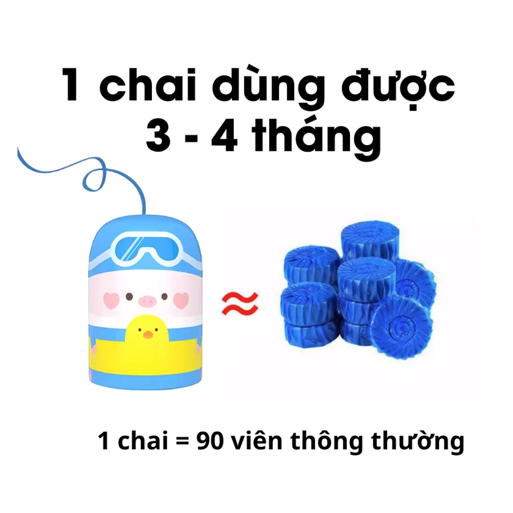Viên thả bồn cầu diệt khuẩn, khử mùi thế hệ mới dùng trong 90 ngày, Viên tẩy bồn cầu hình thú có dây hương thơm mát