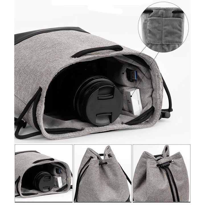 Túi đựng máy ảnh CHANGXINH TT120 thời trang 3 lớp, tặng khăn lau lens