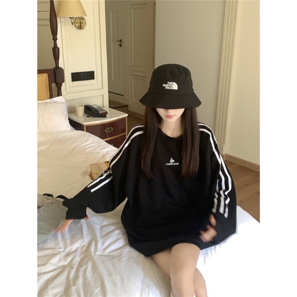 Áo sweater chất nỉ cotton mềm mịn, áo sweater unisex Nam nữ nỉ hàn dài tay phối sọc thêu chữ AP mã HA368 HMStyle