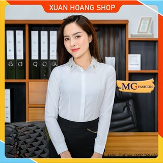 Áo Sơ Mi Nữ Trắng Công Sở Đẹp, Dài Tay, Ngắn Tay Cộc Mc Fashion, Cổ Ren, Chất Liệu Co Giãn Mát, Size Đủ A651, A663