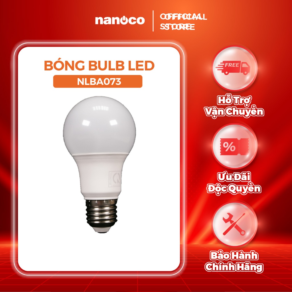 Bóng bulb LED E27 Nanoco 3W/ 5W/ 7W/ 9W - ánh sáng trắng, vàng