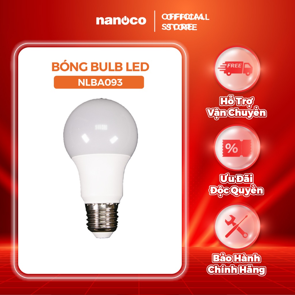 Bóng bulb LED E27 Nanoco 3W/ 5W/ 7W/ 9W - ánh sáng trắng, vàng