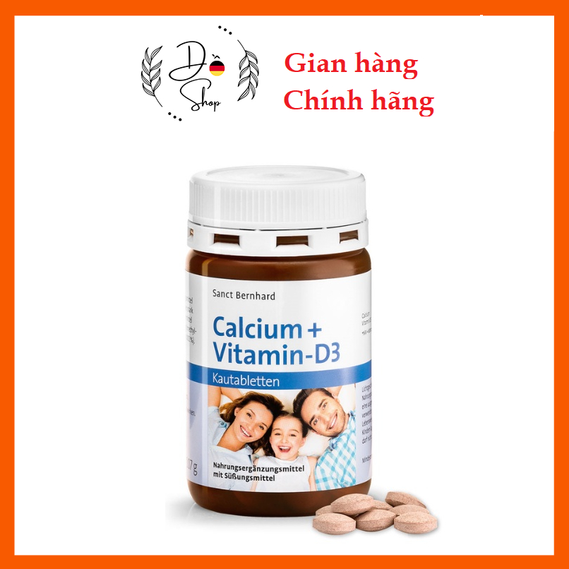 Viên Ngậm bổ sung canxi D3, Sanct Bernhard Calcium Vitamin D3 Vị Socola, 150 Viên