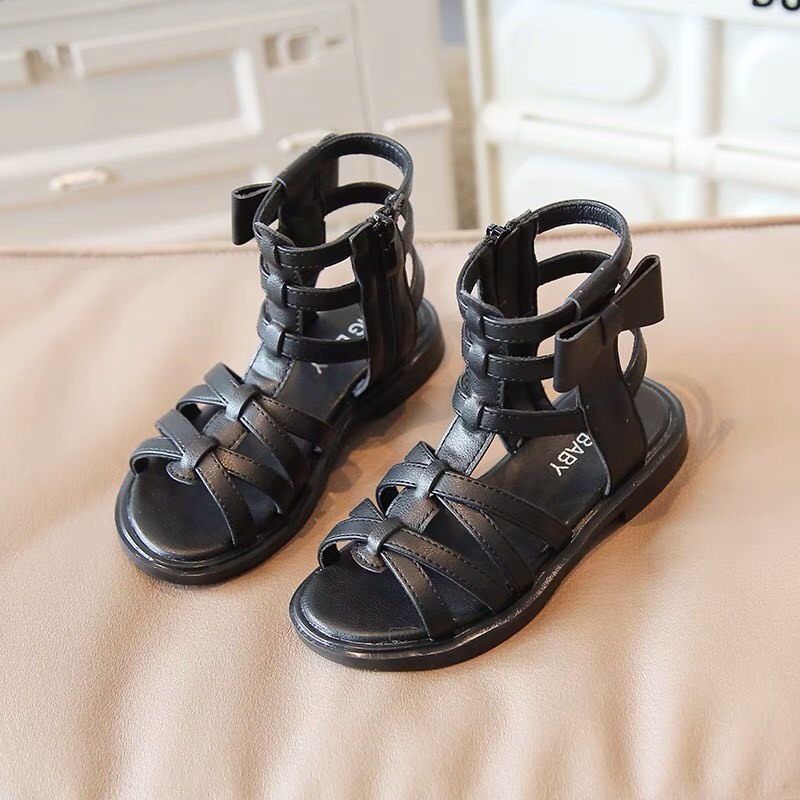 Sandal chiến binh bé gái quai đan chéo nơ ở cạnh vừa đơn giản vừa sành điệu mã v6001