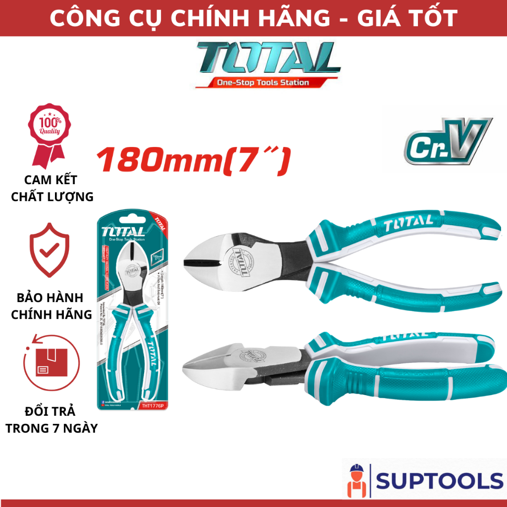 Kìm cắt đầu nặng TOTAL THT1776P Kìm 7 inch 180mm [Đồ nghề Chính Hãng 100%]