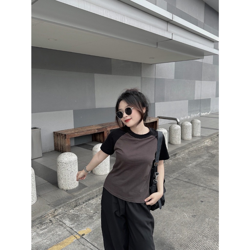 Áo Thun Nữ Baby Tee Trơn PHỐI MÀU Chất Thun Gân Co Dãn Ôm Body Cổ Tròn Tay Ngắn