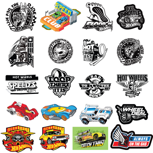Bộ 60 Hình Dán Hot Wheels Cho Bé - Sticker Đồ Chơi Xe Đua Hot Wheel