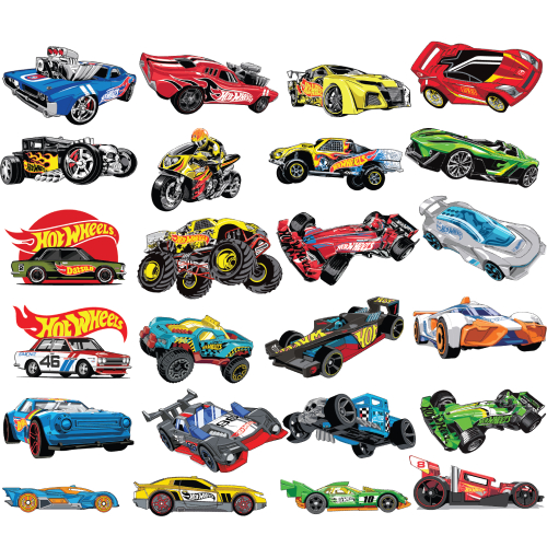 Bộ 60 Hình Dán Hot Wheels Cho Bé - Sticker Đồ Chơi Xe Đua Hot Wheel