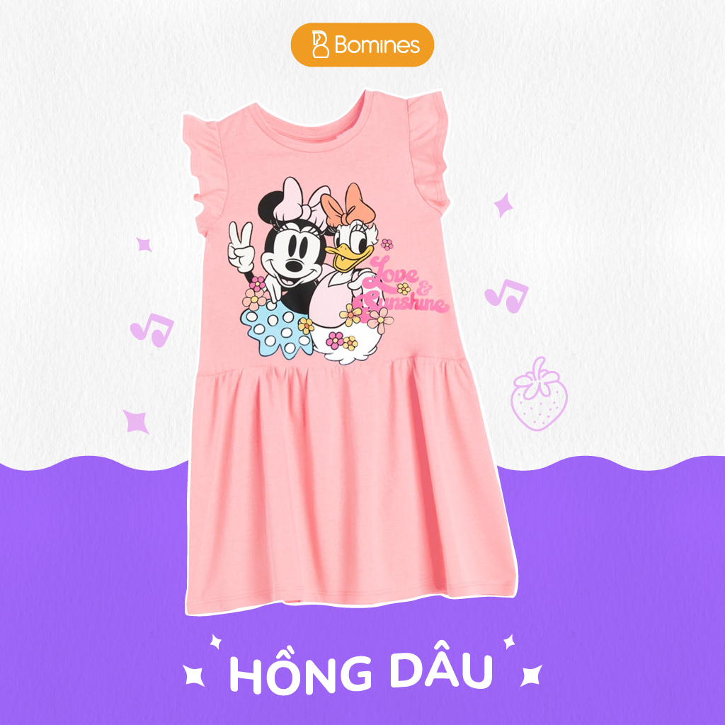 Váy cho bé gái Minnie Daisy Bomines, Đầm hè cotton tay cánh tiên cho bé 3-12 tuổi khoảng 13-36kg DTNMINNIEDAISY