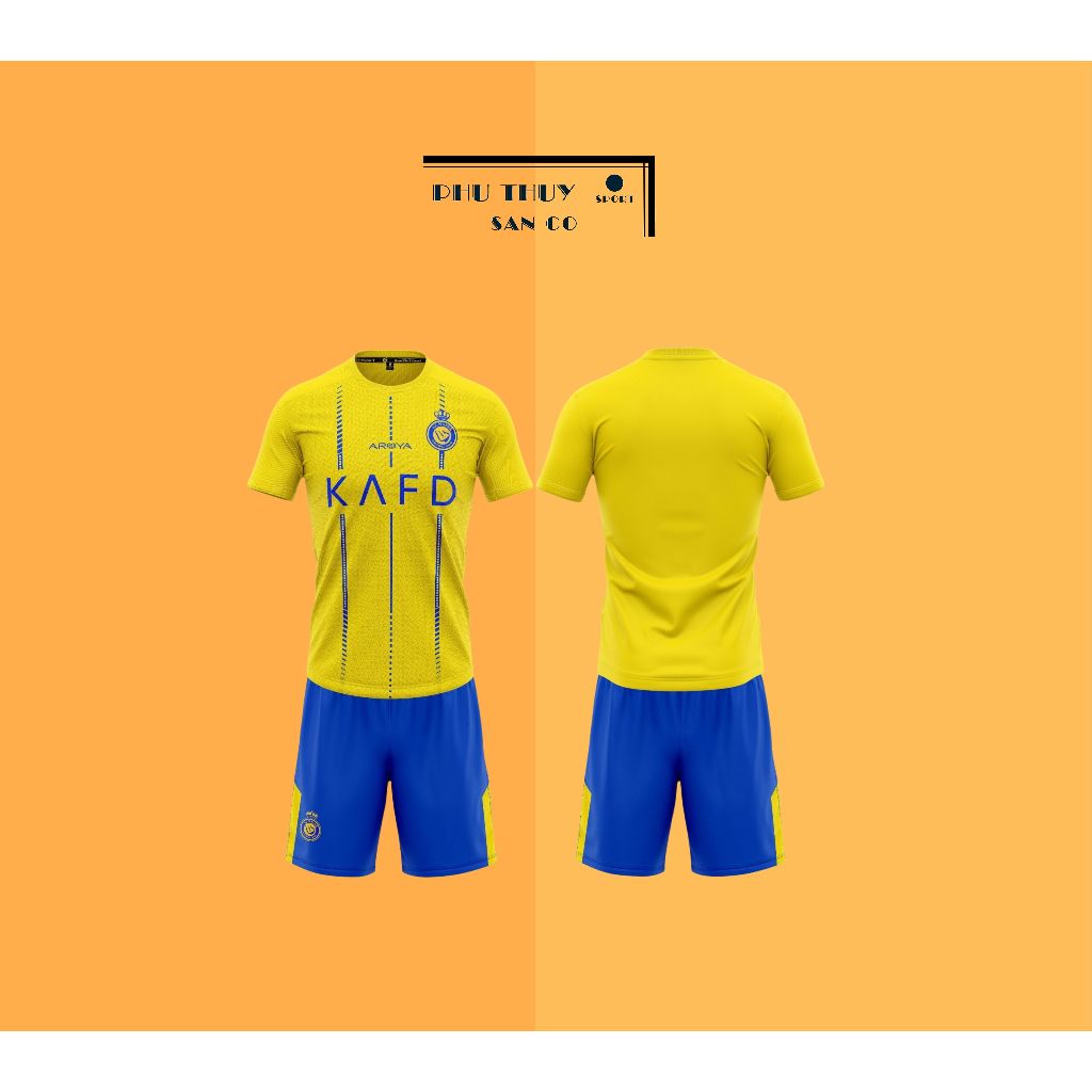 Quần áo bóng đá CLB Al Nassr 2024, Áo đá banh Al Nassr vải thun lạnh không xù không nhăn Phù Thuỷ Sâ