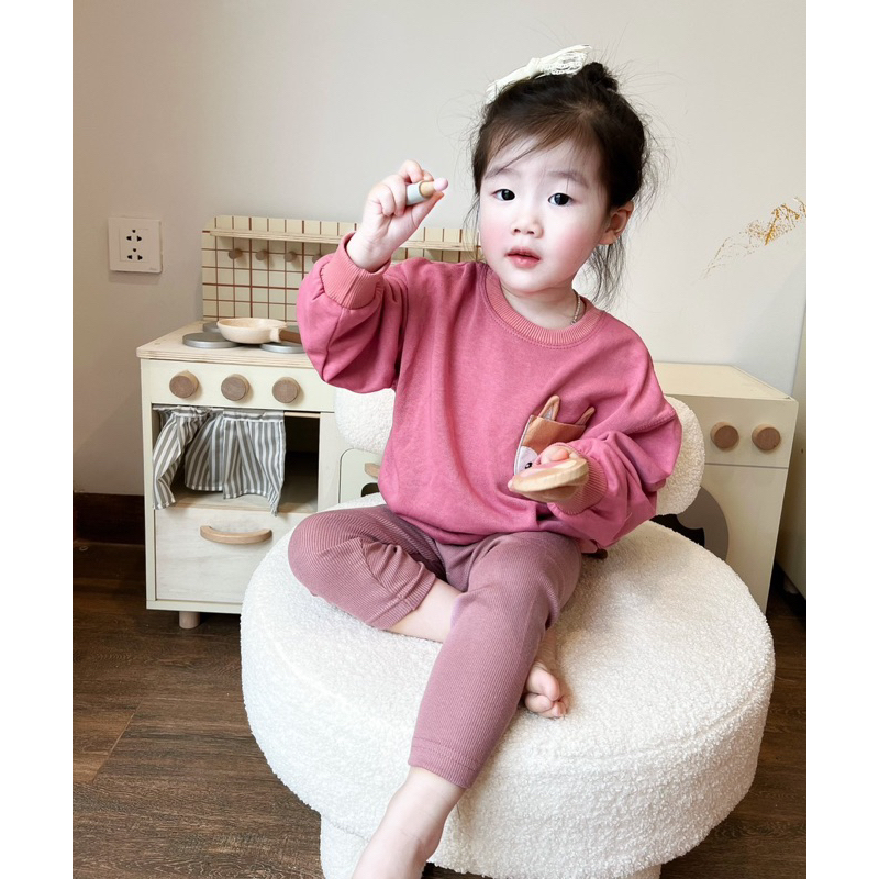 ✨MALINHKID✨BN032- Bộ nỉ cái mix legging trẻ em VNXK