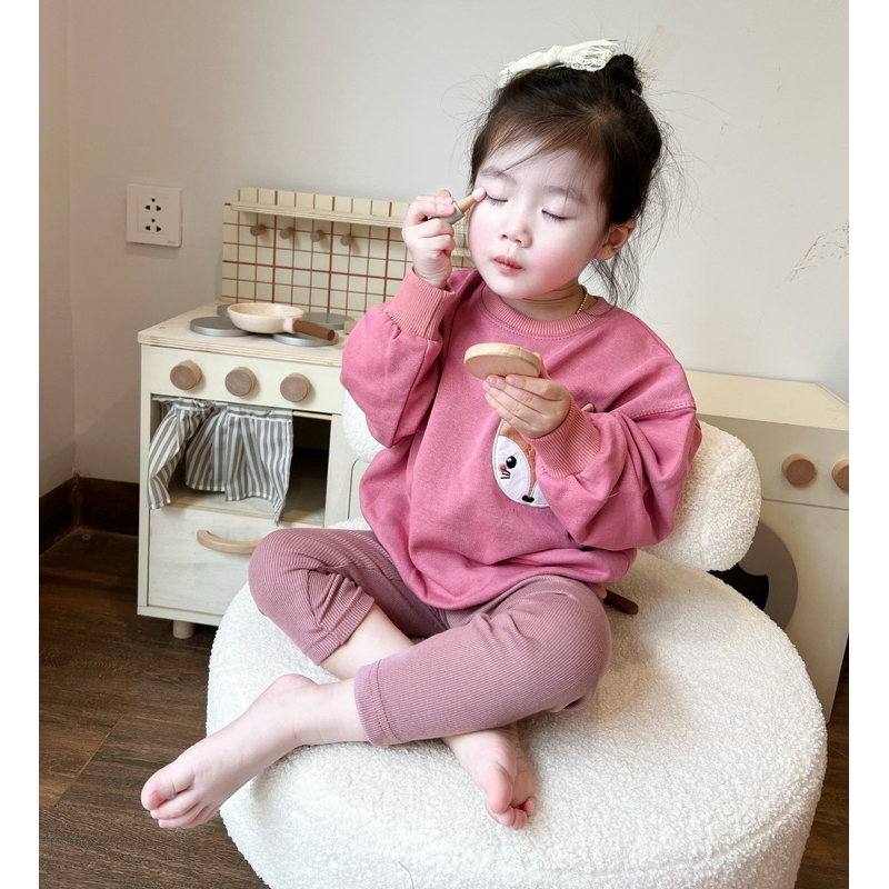 ✨MALINHKID✨BN032- Bộ nỉ cái mix legging trẻ em VNXK