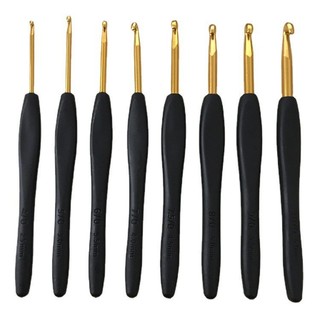 Bộ 8 kim móc len cán nhựa đen đủ size