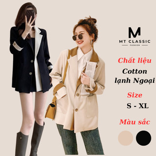 ( Hỏa tốc HCM ) Áo khoác vest nữ, blazer dài tay 2 lớp cổ vest cách điệu phong cách Hàn Quốc - MT CLASSIC