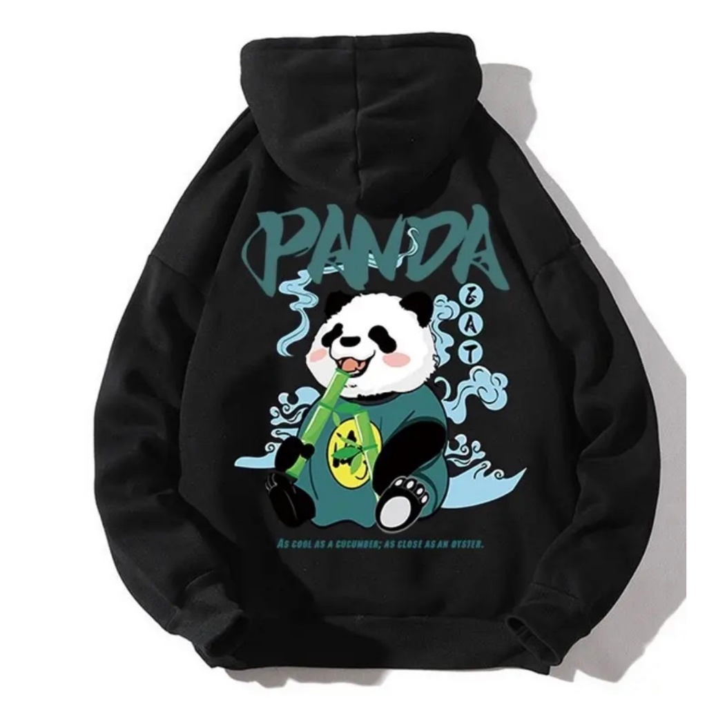 Áo hoodie Gấu Trúc xanh unisex nam nữ, chất nỉ cotton, mũ 2 lớp, ấm áp, thời trang mùa đông