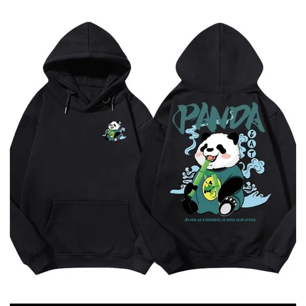 Áo hoodie Gấu Trúc xanh unisex nam nữ, chất nỉ cotton, mũ 2 lớp, ấm áp, thời trang mùa đông