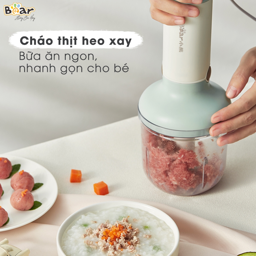 Combo Nồi Nấu Chậm 1,6L Bear NCC16 và Máy Xay 5 Món B50E1 Đa Năng Hầm Cháo Chưng Yến Tiết Kiệm Thời Gian