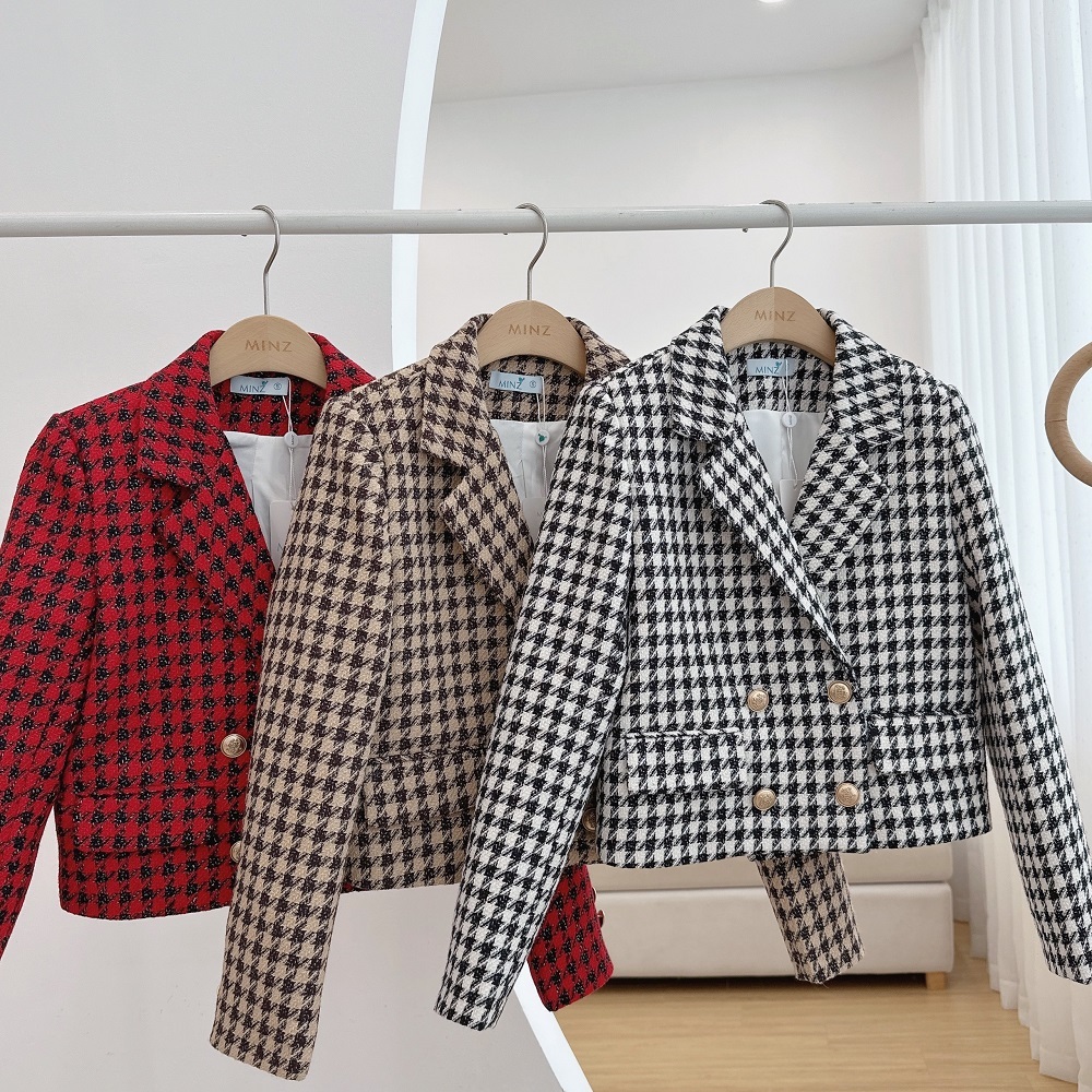 Áo Vest Dạ Kẻ 2 Nắp Túi MINZ STORE Mã 1128, Thiết Kế Phong Cách Công Sở
