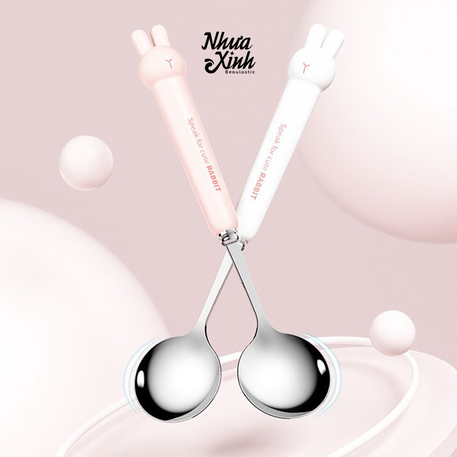 Bộ đũa thìa dĩa ăn cute kèm hộp đựng thỏ BUNNY | thép không gỉ 304 siêu bền | NX49