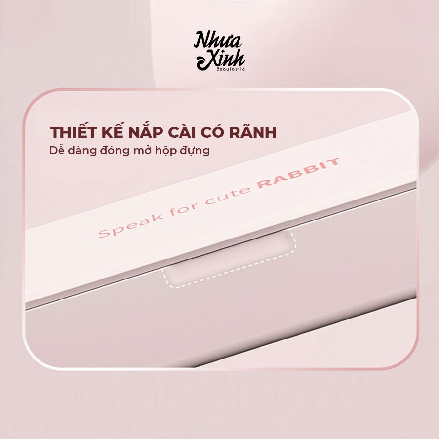 Bộ đũa thìa dĩa ăn cute kèm hộp đựng thỏ BUNNY | thép không gỉ 304 siêu bền | NX49