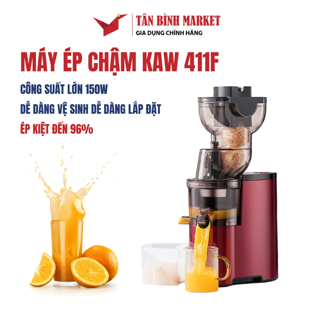 Máy ép chậm công nghiệp Kaw - Công Suất 150W, Dễ Dàng Lắp Đặt, Dễ Dàng Vệ Sinh