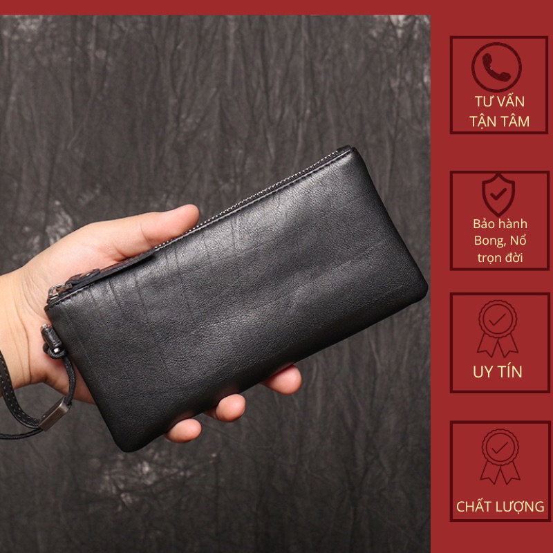 Ví cầm tay da thật siêu mỏng [unisex]