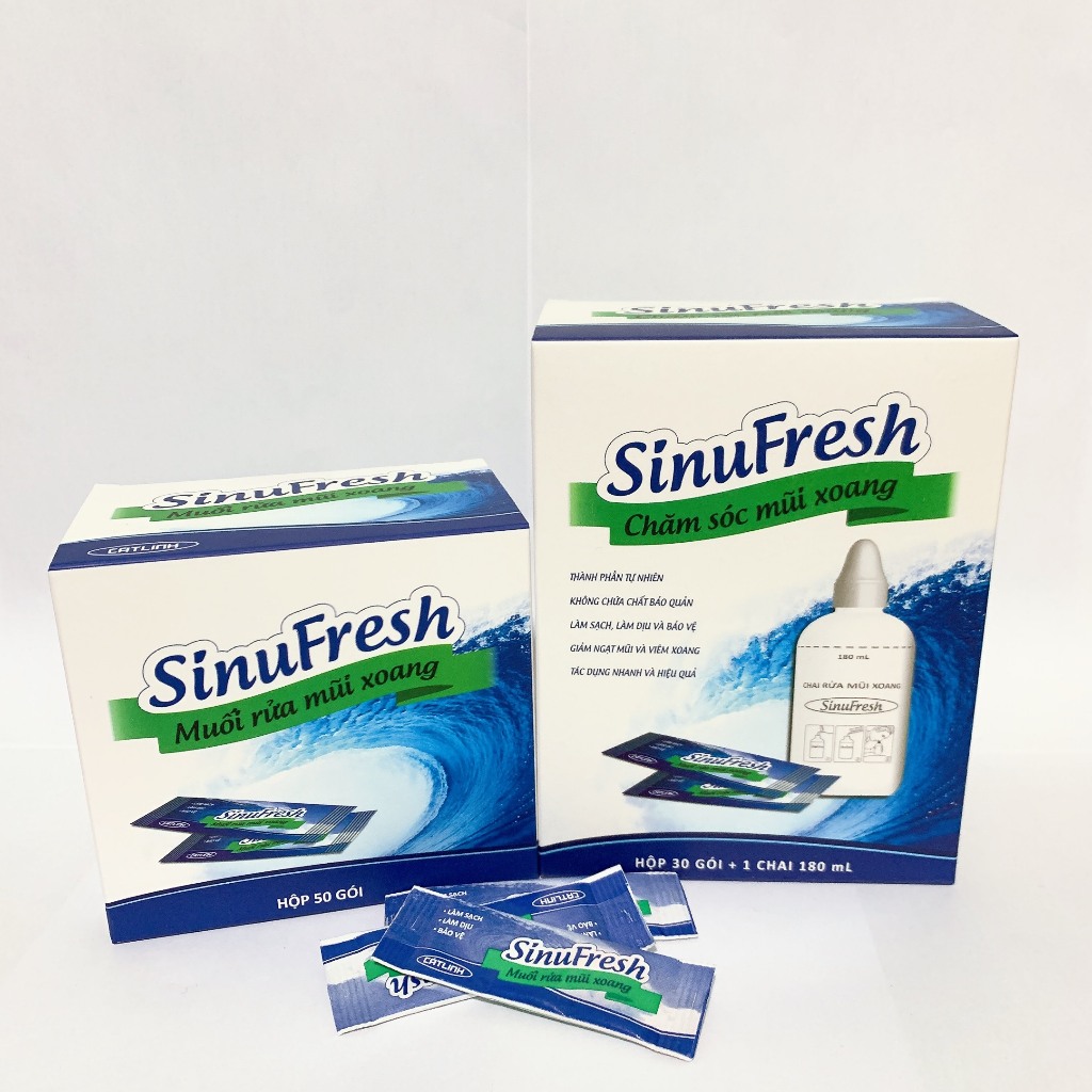 Muối rửa mũi xoang Cát Linh - Sinufresh, hộp 50 gói