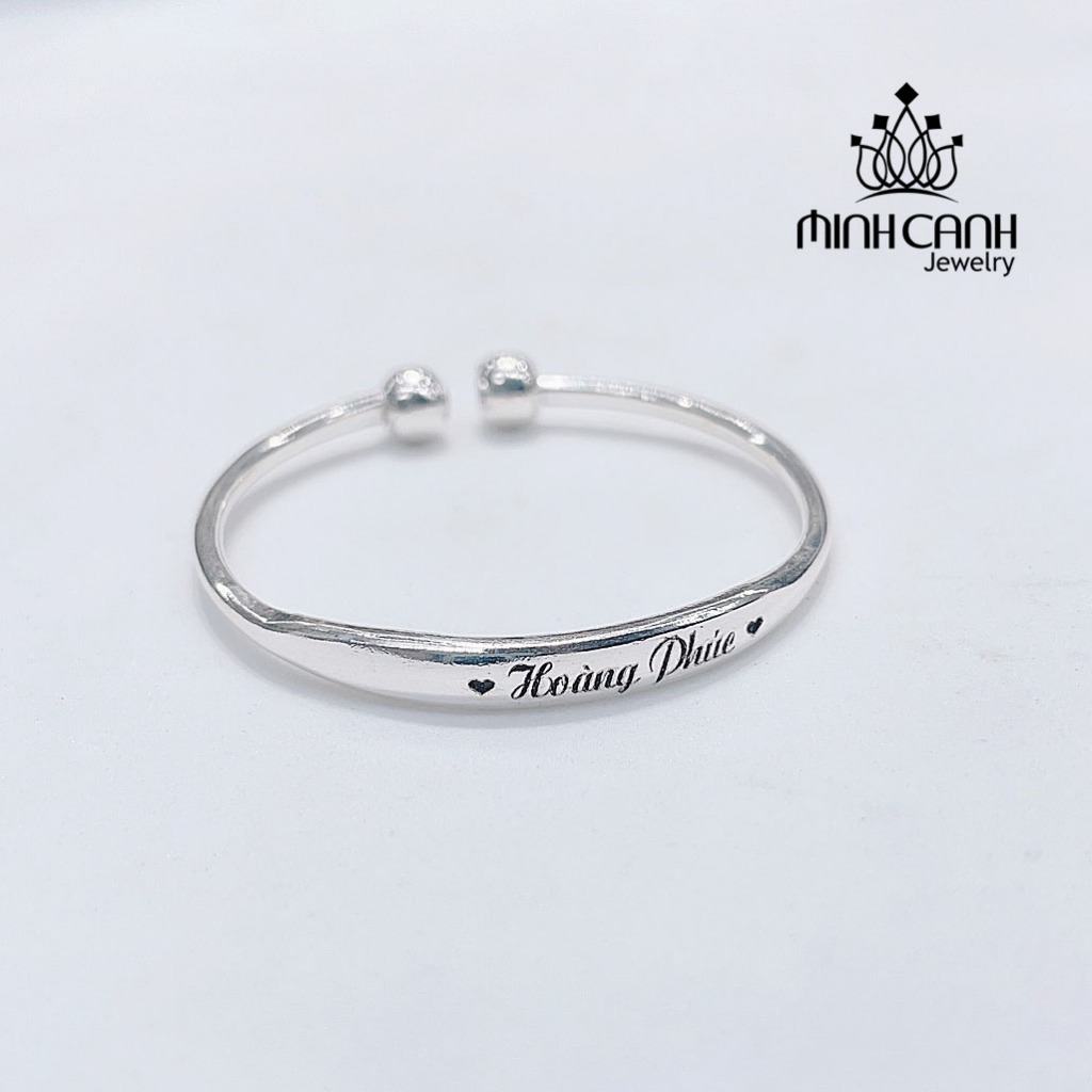 Kiềng Bạc Trơn Tròn 2 Đầu Khắc Tên Cho Bé - Minh Canh Jewelry