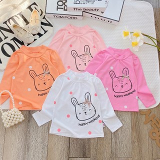 Áo giữ nhiệt cotton cho bé, áo cotton cổ 3p bé gái, áo thun dài tay bé gái