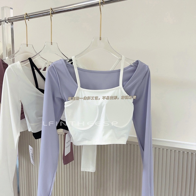 Áo lulu tay dài 2 lớp dây đôi hàng QC tập gym yoga