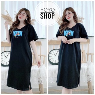 Váy bigsize dáng suông from rộng có túi cổ tim form dưới 70kg YoHoMi mã KIT