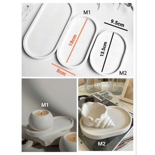 Khay oval trắng 2 loại kích cỡ dùng trang trí tô vẽ thủ công decor nhà cửa