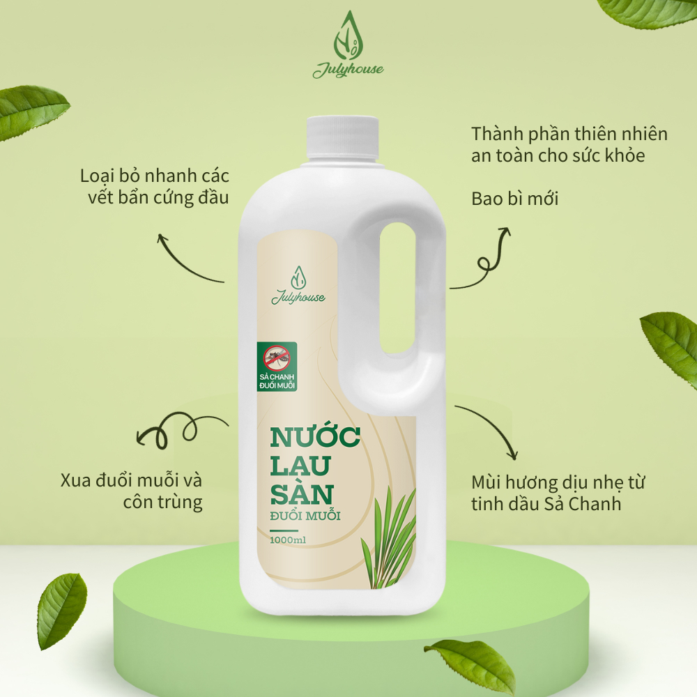 Nước lau sàn nhà đuổi muỗi tinh dầu Sả Chanh 1000ml JULYHOUSE