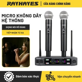 Micro không dây RAYHAYES KU-202 cao cấp đa năng đầu thu 2 anten, hút âm tốt, chống hú, phù hợp loa kéo, amply