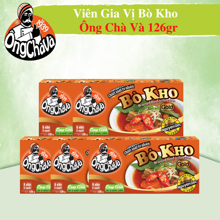 Combo 5 Hộp Viên Gia Vị Bò Kho Gold Ông Chà Và 126g (Braised Beef Broth Cubes)