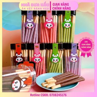 Bánh que phủ kem sô cô la vị dâu/việt quất/matcha trà xanh THỎ CUTE hủ 150gam