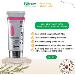 Kem nền siêu mịn, che khuyết điểm, dưỡng trắng da BENEW COLLAGEN Hàn quốc 50ml/Hộp