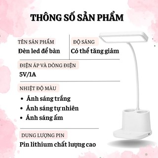 Đèn học alisa chống cận để bàn 3 chế độ sáng tích điện