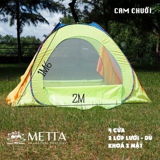 Lều cắm trại ngoài trời, lều phượt du lịch 4 cửa, 2 lớp lưới, dù cao cấp metta - dành cho 2 đến 3 người 1m5x2m