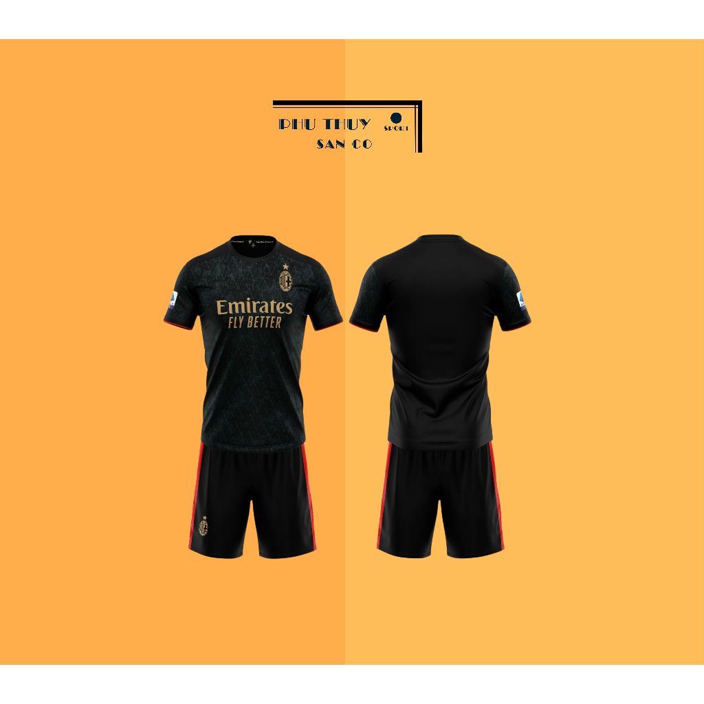 Quần áo đá bóng CLB AC Milan, Đồ đá banh AC Milan 2024 thun lạnh cao cấp Phù Thuỷ Sân Cỏ